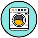 Ein Waschmaschinensymbol, das ein Produkt darstellt, das für die Maschinenwäsche geeignet ist