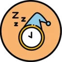 ein Symbol, das eine Uhr mit einer Schlafmütze darstellt, die ein Produkt illustriert, das sich nicht so gut für ein Nickerchen eignet