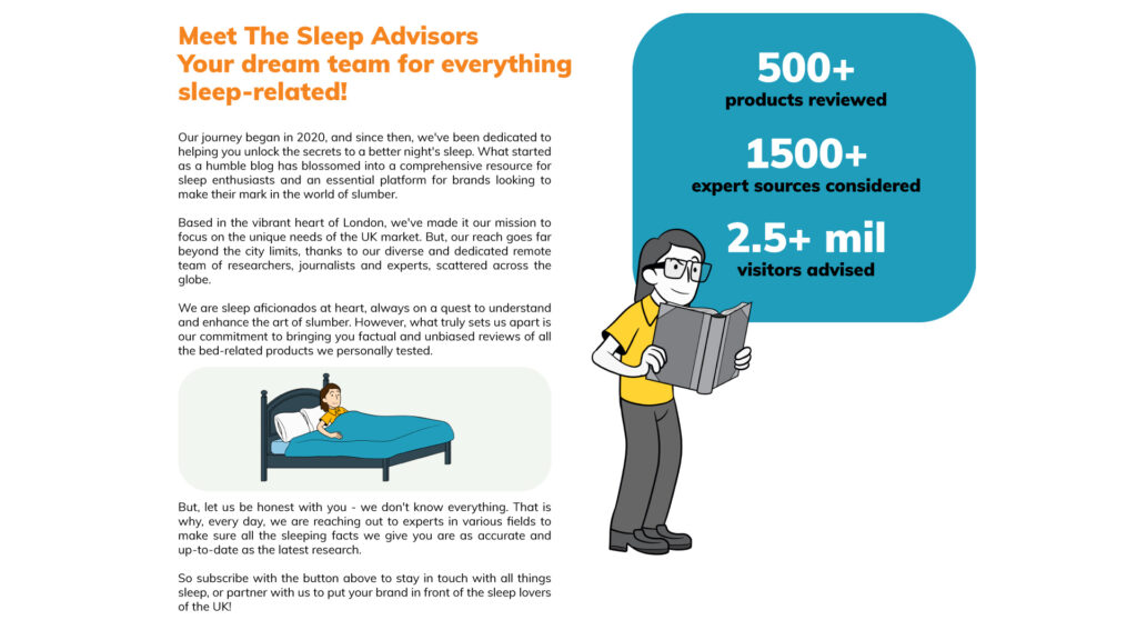 eine Infografik mit weiteren Informationen über The Sleep Advisors